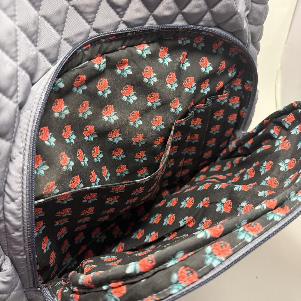 Vera Bradley Essential Backpack Laptop Quilted Carbon Rose Lined Lunchbox Set - Picture 5 of 16